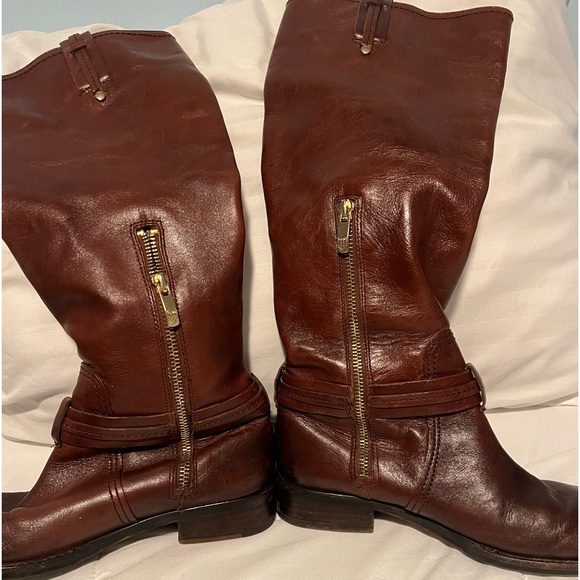 Vince Camuto brown leather riding boots pull on - Picture 3 of 6